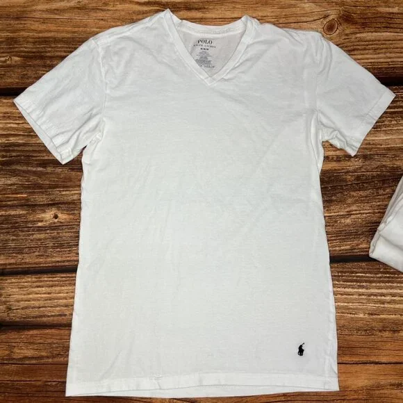 Polo Ralph Lauren White V-Neck Tee 3-Pack | Medium | Cotton - Picture 2 of 5